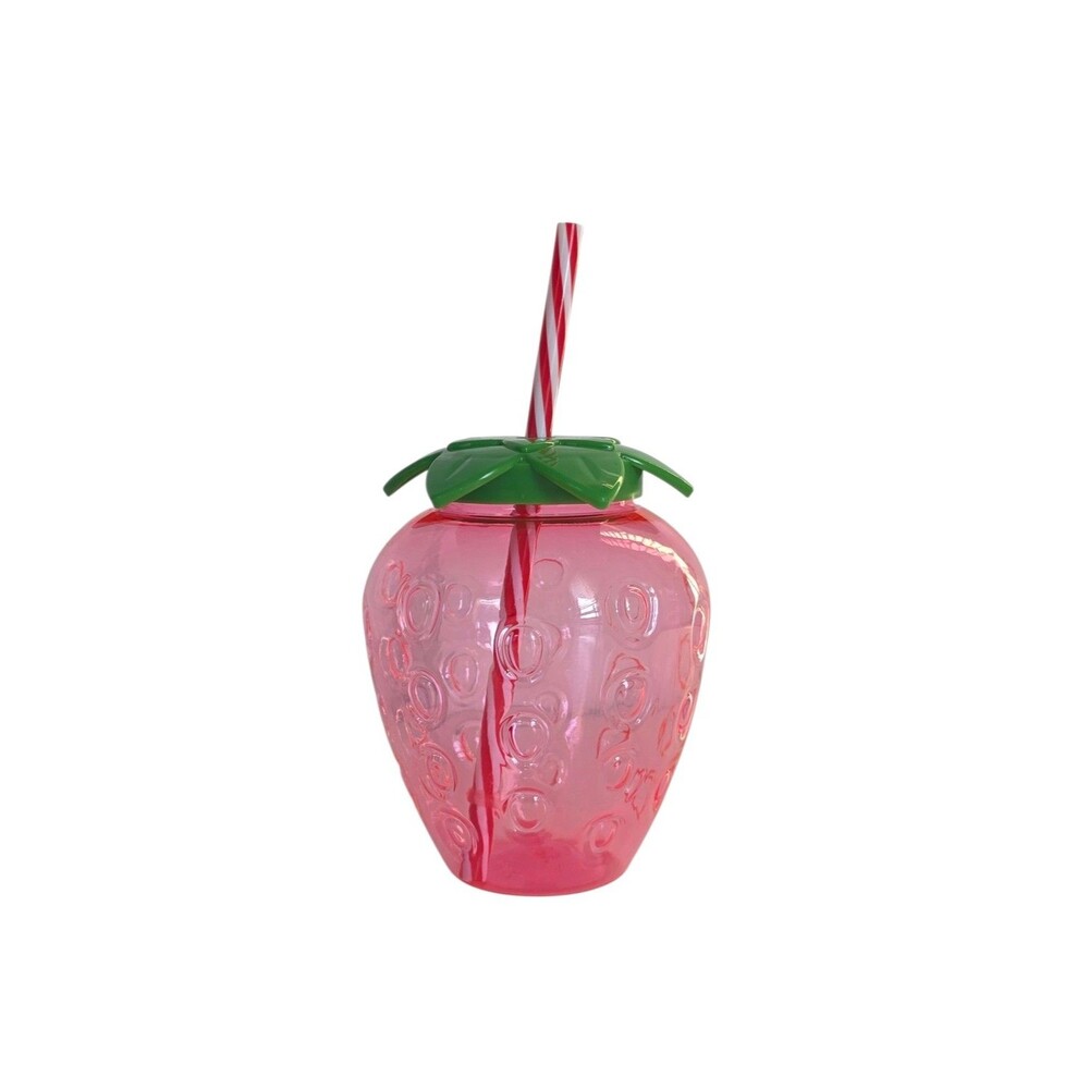 Strawberry Shaped Tumbler with Straw